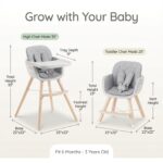 Mallify Silla alta de madera 3 en 1, sillas altas convertibles para bebés y niños pequeños, silla alta para bebé con pat