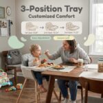 Mallify Silla alta de madera 3 en 1, sillas altas convertibles para bebés y niños pequeños, silla alta para bebé con pat