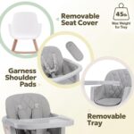 Mallify Silla alta de madera 3 en 1, sillas altas convertibles para bebés y niños pequeños, silla alta para bebé con pat