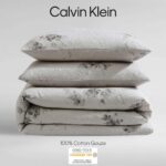 Calvin Klein Aquarelle Floral Revman International USHSA51277343 juego de edredon King gris estampado floral certificado
