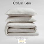 Juego de funda de edredón Calvin Klein Revman International USHSFN1277624 algodón Matelasse acanalado marfil gris jaspea