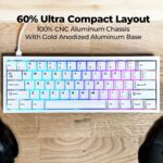 Teclado mecánico gaming 60% CyberPowerPC CK60W blanco intercambiable en caliente carcasa CNC aluminio interruptores Gate