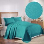 Juego de colcha de algodon Superior Victoria Home City Inc BDSPD VIC-TW-TL 2 piezas tamaño individual color verde azulad