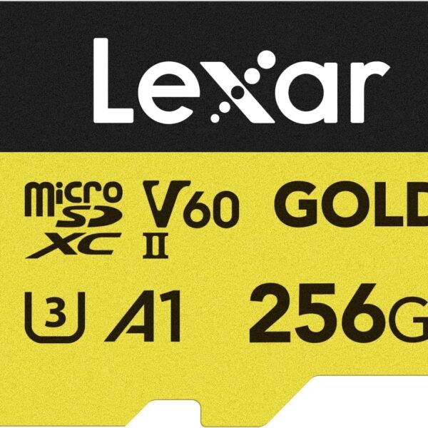 Lexar - Tarjeta Micro SD Profesional Gold de 256 GB, UHS-II, C10, U3, V60, A1, Full HD, 4K, hasta 280/180 MB/s, tarjeta