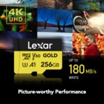 Lexar - Tarjeta Micro SD Profesional Gold de 256 GB, UHS-II, C10, U3, V60, A1, Full HD, 4K, hasta 280/180 MB/s, tarjeta