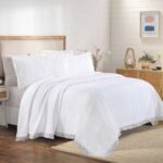 Colcha de algodon Superior Remi Home City Inc BDSPD REMI-FL-WH matrimonial blanco 3 piezas matelasse flecos geometricos