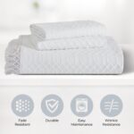 Colcha de algodon Superior Remi Home City Inc BDSPD REMI-FL-WH matrimonial blanco 3 piezas matelasse flecos geometricos