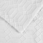 Colcha de algodon Superior Remi Home City Inc BDSPD REMI-FL-WH matrimonial blanco 3 piezas matelasse flecos geometricos