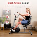 Bicicleta Reclinada Magnética Inteligente Sunny Health & Fitness SF-RB423034 con Sensores de Pulso Ejercitador de Brazos