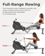 Maquina de Remo Magnetico Sunny Health Fitness SF-RW522067 360 Grados Riel 51 Pulgadas Entrenamiento Cuerpo Completo App
