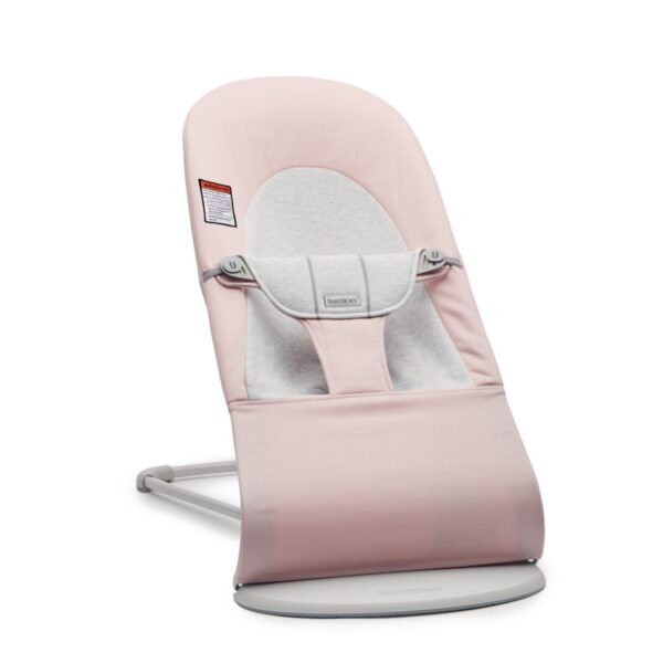 BabyBjörn Bouncer Balance Soft, tejido/jersey, rosa claro/gris | Asiento gorila ajustable 2 en 1 y silla para niños pequ