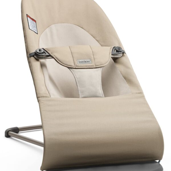 BabyBjörn Bouncer Balance Soft, caqui/beige, tejido | Asiento gorila ajustable 2 en 1 para bebé y silla para niños peque