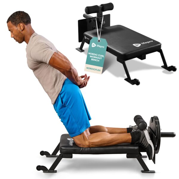 Lifepro Banco de entrenamiento Nordic Curl – Máquina de rizar isquiotibiales para gimnasio en casa y banco de glúteos co