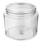 Tarros para caramelos 16 oz Restaurantware RWP1268CB redondos herméticos plástico transparente tapa negra exhibición de