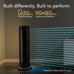 Ventilador de Torre Vornado ARA FA1-0208-06 | 40 Pulgadas, 5 Velocidades, Luz Ambiental, Control Remoto y Táctil, Negro