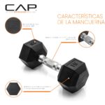CAP Juego de mancuernas hexagonales con revestimiento de goma con estante de almacenamiento, opciones de 100 a 210 libra