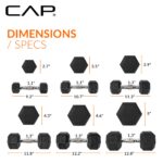 CAP Juego de mancuernas hexagonales con revestimiento de goma con estante de almacenamiento, opciones de 100 a 210 libra