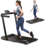 Caminadora plegable 2 en 1 Acezoe Power10 2.5HP 12 modos HIIT pantalla tactil bajo escritorio 265 libras capacidad
