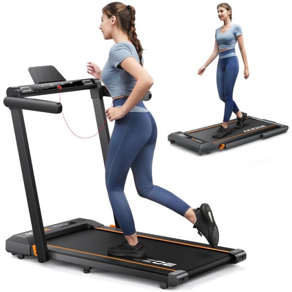 Caminadora plegable 2 en 1 Acezoe Power10 2.5HP 12 modos HIIT pantalla tactil bajo escritorio 265 libras capacidad
