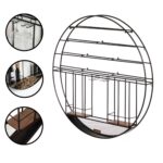 Repisa redonda decorativa de pared metal negro vintage Quickway Imports QI004276.KD con soporte de corcho y vidrio