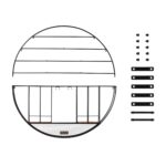 Repisa redonda decorativa de pared metal negro vintage Quickway Imports QI004276.KD con soporte de corcho y vidrio
