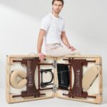 Master Massage Argo - Mesa de masaje portátil de 28 pulgadas en crema con patas de nogal, cama de spa para ejercicio y m