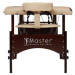 Master Massage Argo - Mesa de masaje portátil de 28 pulgadas en crema con patas de nogal, cama de spa para ejercicio y m