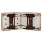 Master Massage Argo - Mesa de masaje portátil de 28 pulgadas en crema con patas de nogal, cama de spa para ejercicio y m