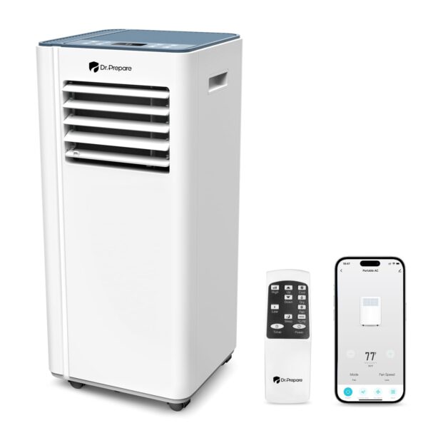 Aire acondicionado portátil DR.PREPARE DCAC08BF 8000 BTU WiFi refrigeración deshumidificador ventilador modo suspensión