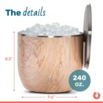 SNOWFOX Cubo de hielo XL Premium de acero inoxidable de doble pared aislado al vacío con tapa/pala, accesorios de bar, c