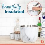 SNOWFOX Cubo de hielo XL Premium de acero inoxidable de doble pared aislado al vacío con tapa/pala, accesorios de bar, c