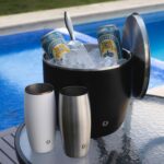 SNOWFOX Cubo de hielo XL Premium de acero inoxidable de doble pared aislado al vacío con tapa/pala, accesorios de bar, c