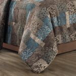 Juego de edredón patchwork vintage TOPLUXE VCLM-BLUELOONG-Queen jacquard ultrasuave tamaño Queen 9 piezas con fundas eur