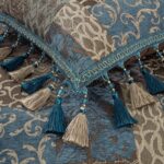 Juego de edredón patchwork vintage TOPLUXE VCLM-BLUELOONG-Queen jacquard ultrasuave tamaño Queen 9 piezas con fundas eur