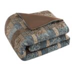 Juego de edredón patchwork vintage TOPLUXE VCLM-BLUELOONG-Queen jacquard ultrasuave tamaño Queen 9 piezas con fundas eur