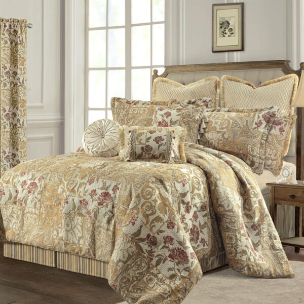 TOPLUXE Portland VCLM-Portland-King juego de edredon jacquard retazos King amarillo 9 piezas falda de cama fundas europe