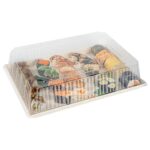 Tapas desechables transparentes cúpula Restaurantware RWA1348C plástico 15.2 x 11.2 x 2.8 pulgadas paquete de 100
