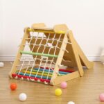 Juego de gimnasio interior para niños pequeños, juguetes de escalada 2 en 1, trepador triangular de madera de 3 lados co