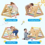 Juego de gimnasio interior para niños pequeños, juguetes de escalada 2 en 1, trepador triangular de madera de 3 lados co