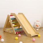 Juego de gimnasio interior para niños pequeños, juguetes de escalada 2 en 1, trepador triangular de madera de 3 lados co