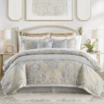 Juego de edredón Loretta CROSCILL E&E Co CCL10-0008 4 piezas tamaño King jacquard chenilla microfibra beige