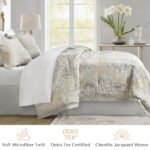Juego de edredón Loretta CROSCILL E&E Co CCL10-0008 4 piezas tamaño King jacquard chenilla microfibra beige
