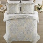 Juego de edredón Loretta CROSCILL E&E Co CCL10-0008 4 piezas tamaño King jacquard chenilla microfibra beige