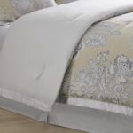 Juego de edredón Loretta CROSCILL E&E Co CCL10-0008 4 piezas tamaño King jacquard chenilla microfibra beige