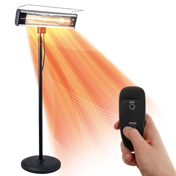 Calentador Infrarrojo SereneLife SLOHT40.5 1500W Portátil para Patio Interior y Exterior con Control Remoto IP65