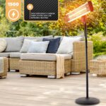 Calentador Infrarrojo SereneLife SLOHT40.5 1500W Portátil para Patio Interior y Exterior con Control Remoto IP65