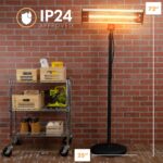 Calentador Infrarrojo SereneLife SLOHT40.5 1500W Portátil para Patio Interior y Exterior con Control Remoto IP65