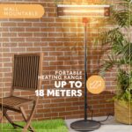 Calentador Infrarrojo SereneLife SLOHT40.5 1500W Portátil para Patio Interior y Exterior con Control Remoto IP65