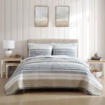 Juego de edredón reversible Nautica USHSA91279547 algodón talla King color beige Dover 3 piezas ropa de cama para todas