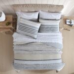 Juego de edredón reversible Nautica USHSA91279547 algodón talla King color beige Dover 3 piezas ropa de cama para todas